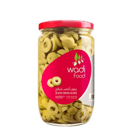 Wadi Food Sliced Green Olives 650gm Jar Wadi Food