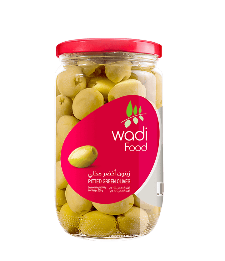 Wadi Food Pitted Green Olives 650gm Jar Wadi Food